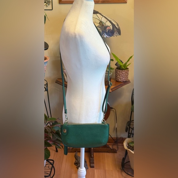 Joy Susan Mini Crossbody To Convertible Wristlet Forrest Green Pebbled Clutch - Picture 9 of 15